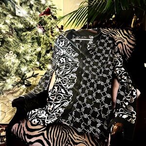 Bob Mackie Black and White Patterned Shirt